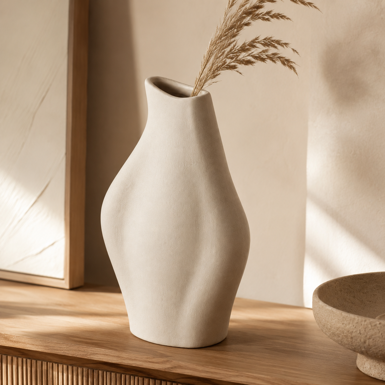 Keramik Vase 30 cm im organischen Design-SelviaModern