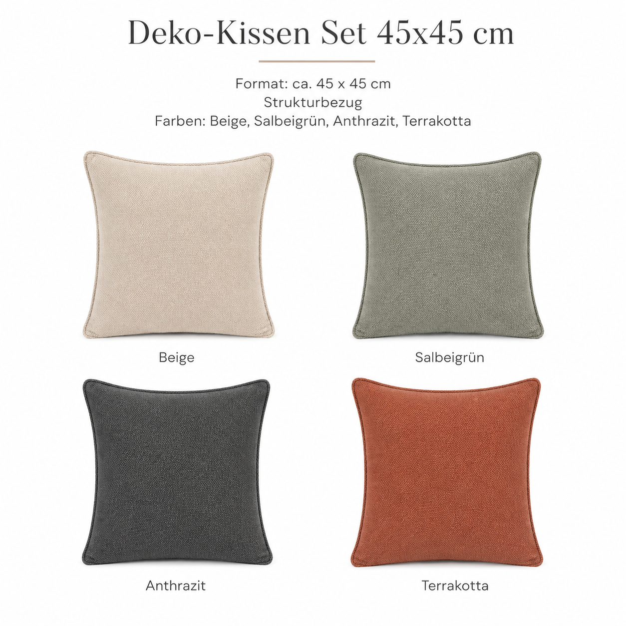 Deko-Kissen Set 45x45 cm mit Strukturbezug-SelviaModern