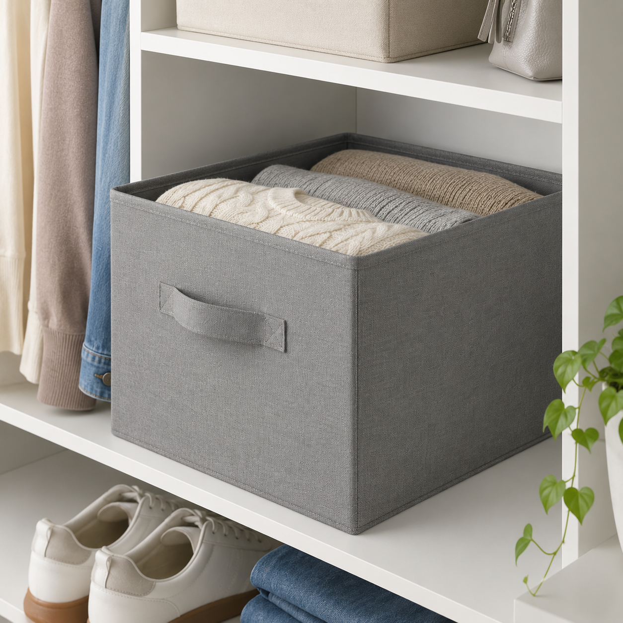 Aufbewahrungsbox 30 L aus Stoff mit Griffen-SelviaModern