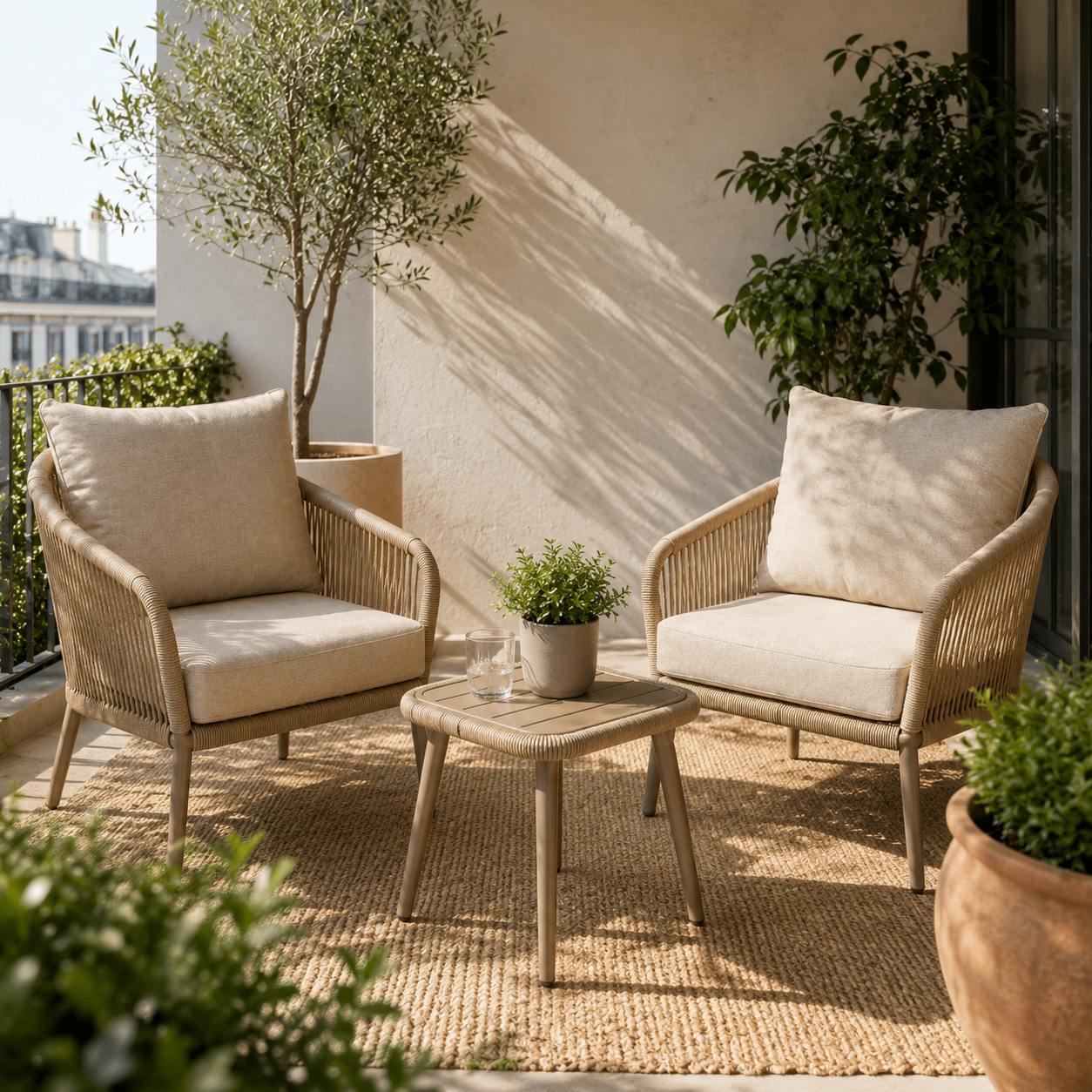 Balkon-Lounge Set 3-teilig mit Sitzhöhe 42 cm-SelviaModern
