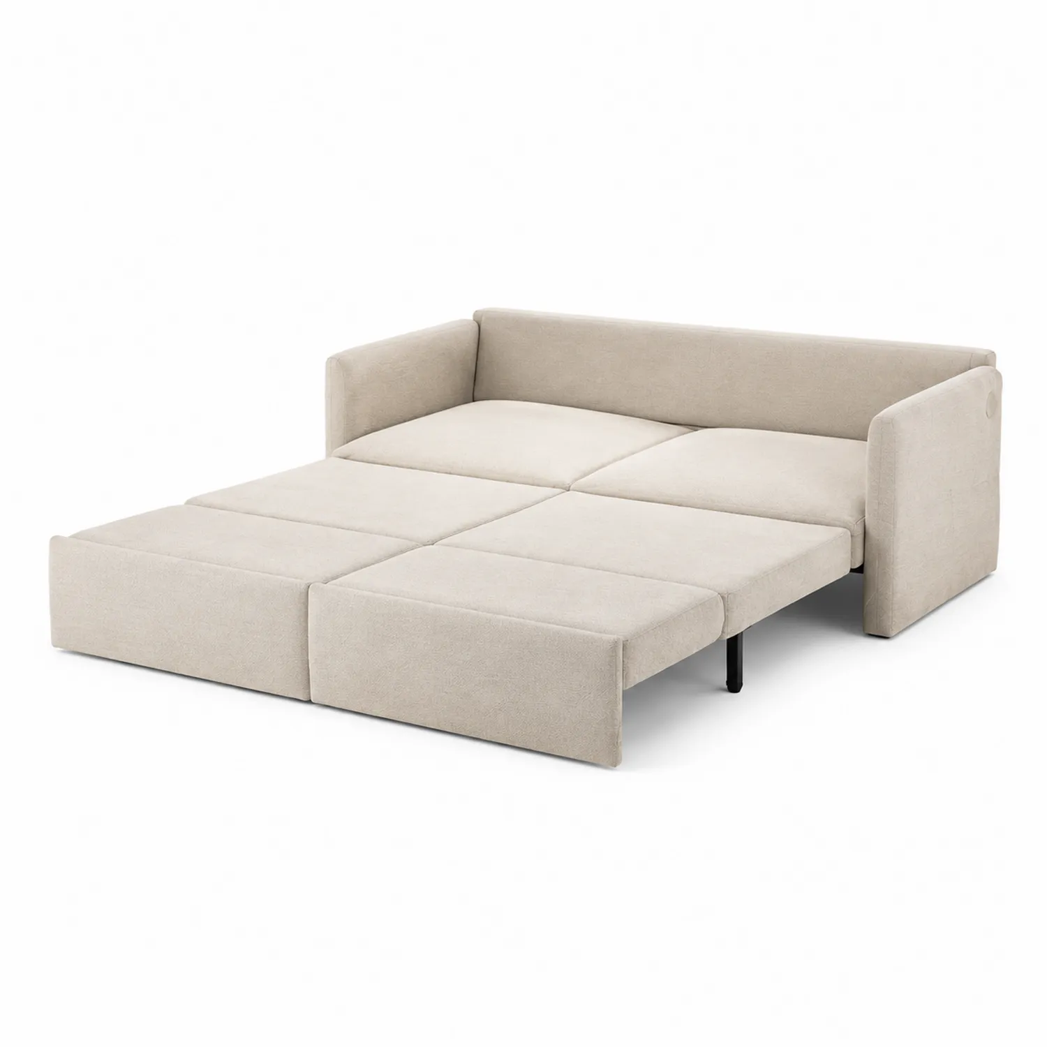 Sofa rozkładana z tkaniny poliestrowej, beżowa 200x160 cm