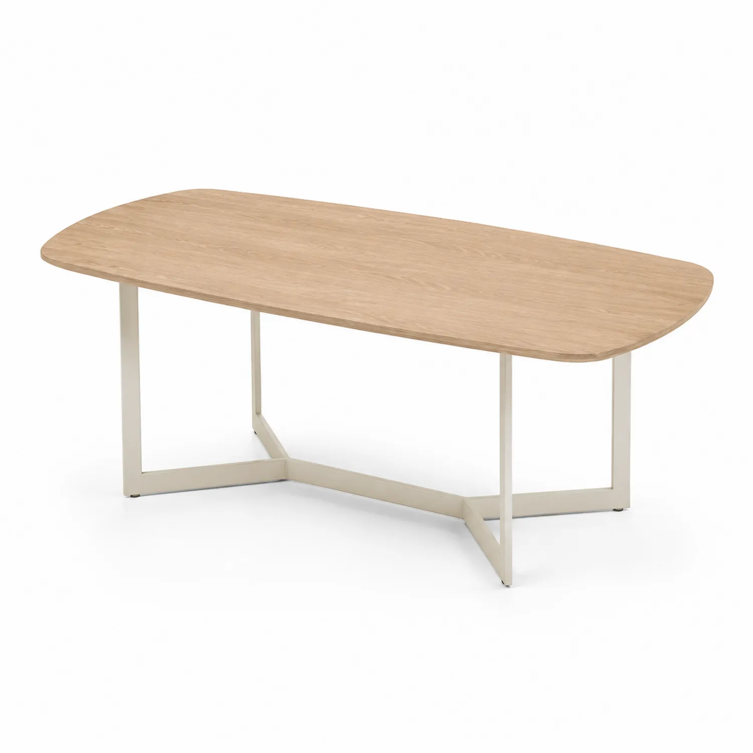 Stolik kawowy owalny z forniru dębowego z metalową podstawą 120x60x45 cm