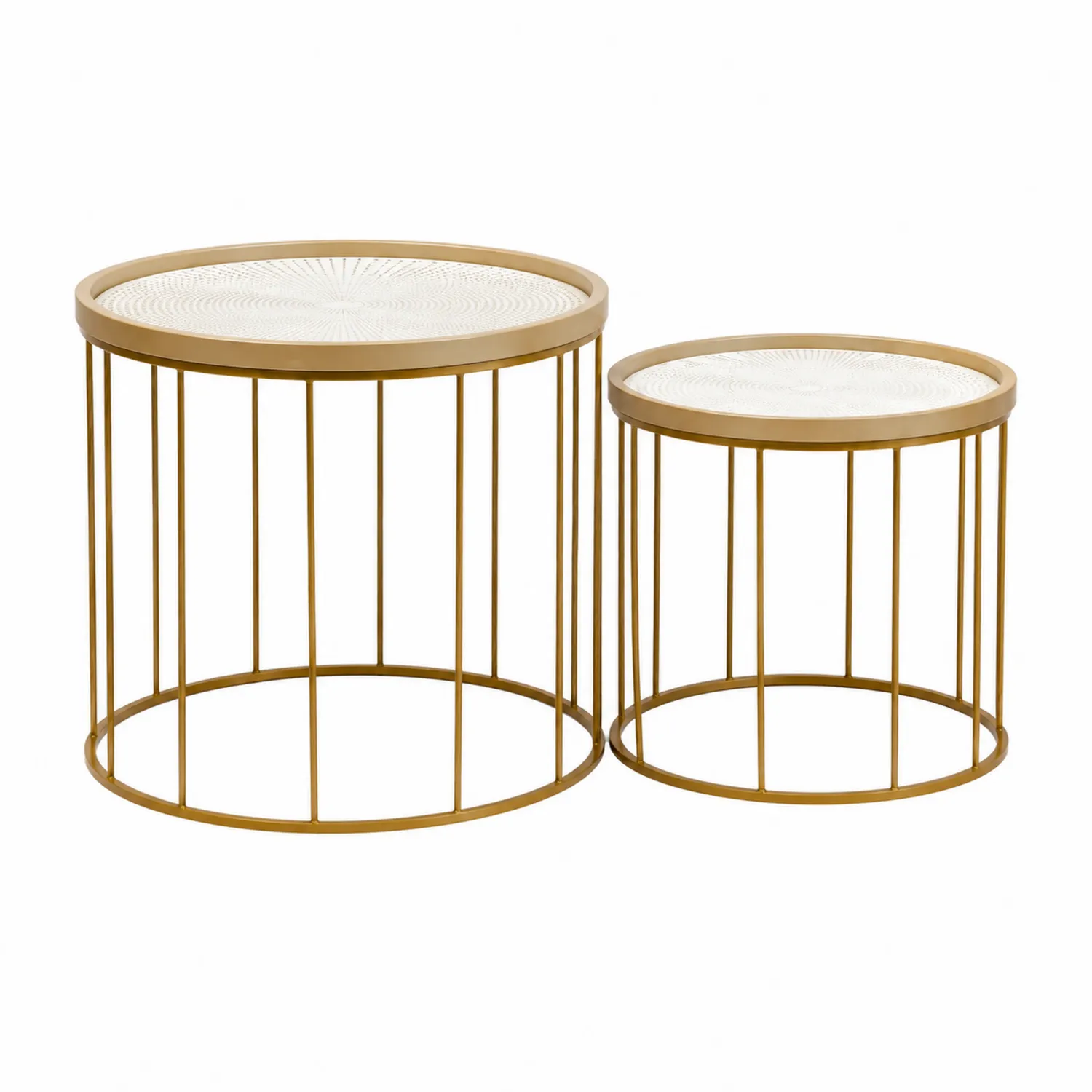 Zestaw stolików kawowych metalowych z blatem MDF, 2 sztuki
