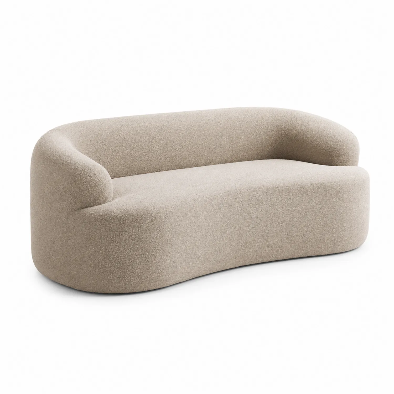 Owalna sofa dwuosobowa z poliestru i pianki, 200x85x75 cm, Beżowy