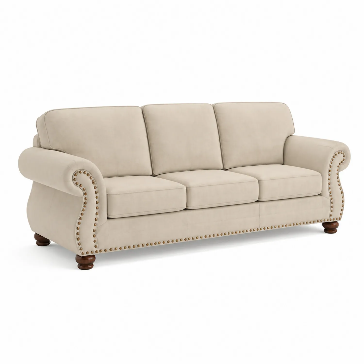 Trzyosobowa sofa beżowa z mikrofibry