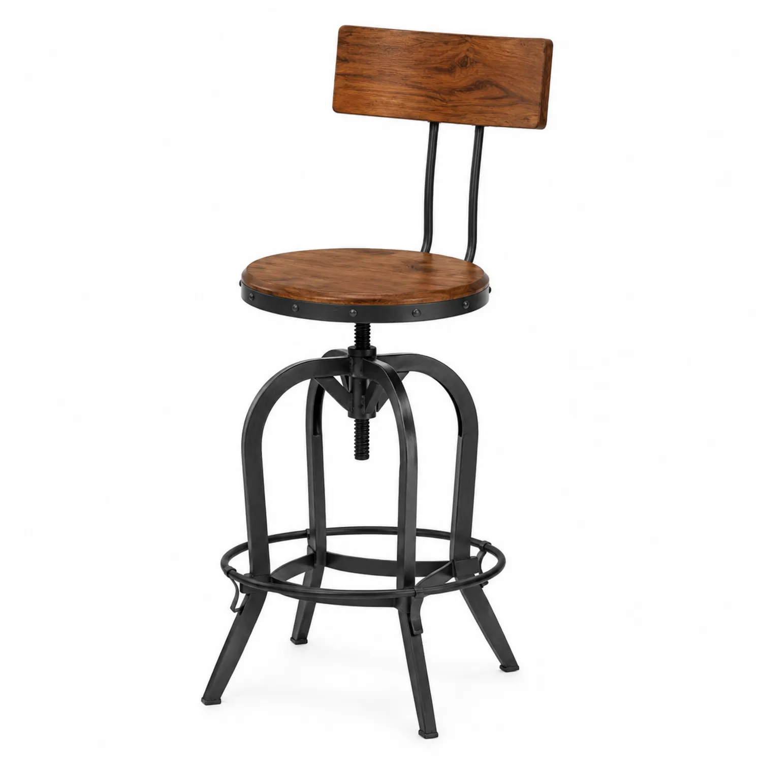 Taboret barowy drewniano-metalowy regulowany