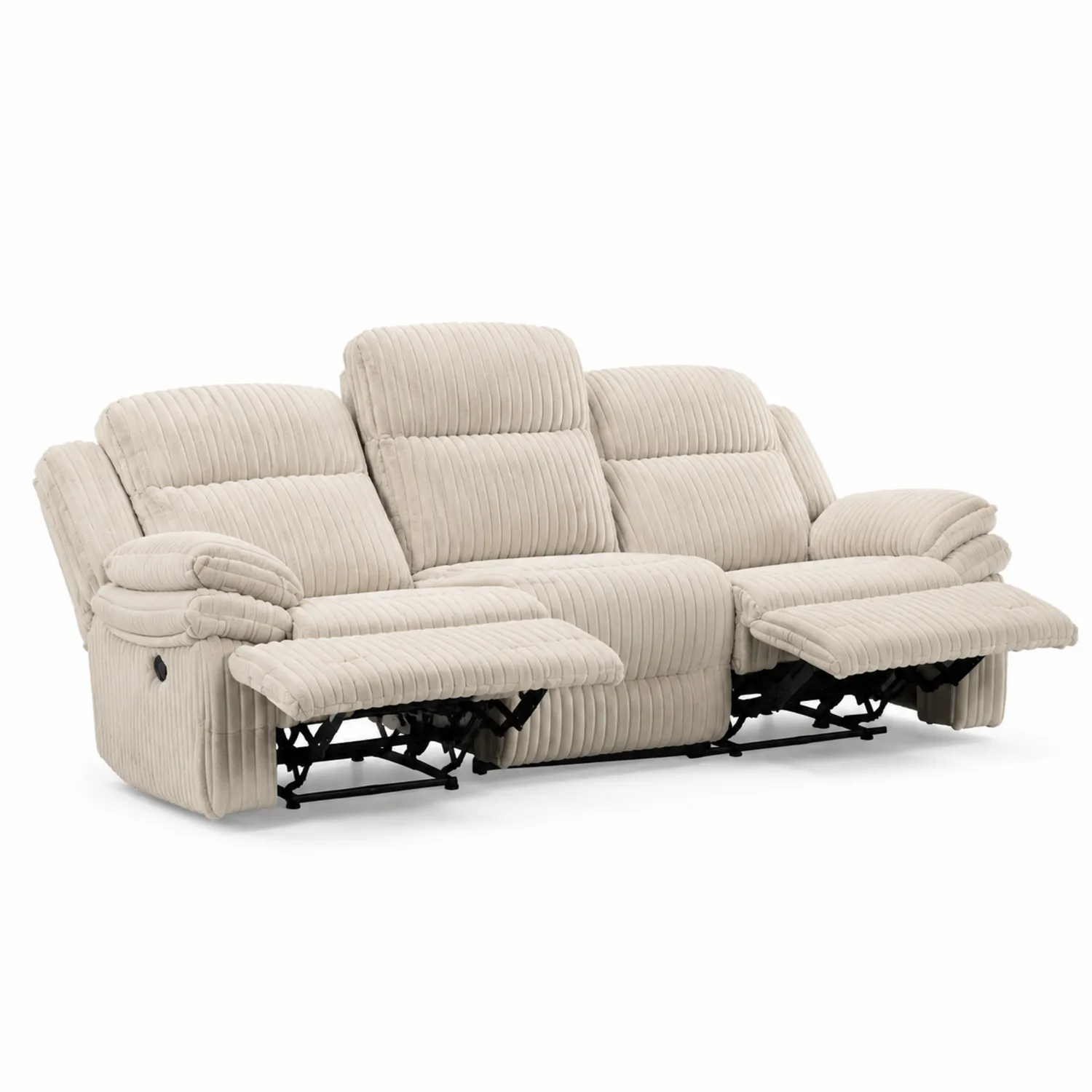 Rozkładana sofa trzyosobowa sztruksowa Beżowa