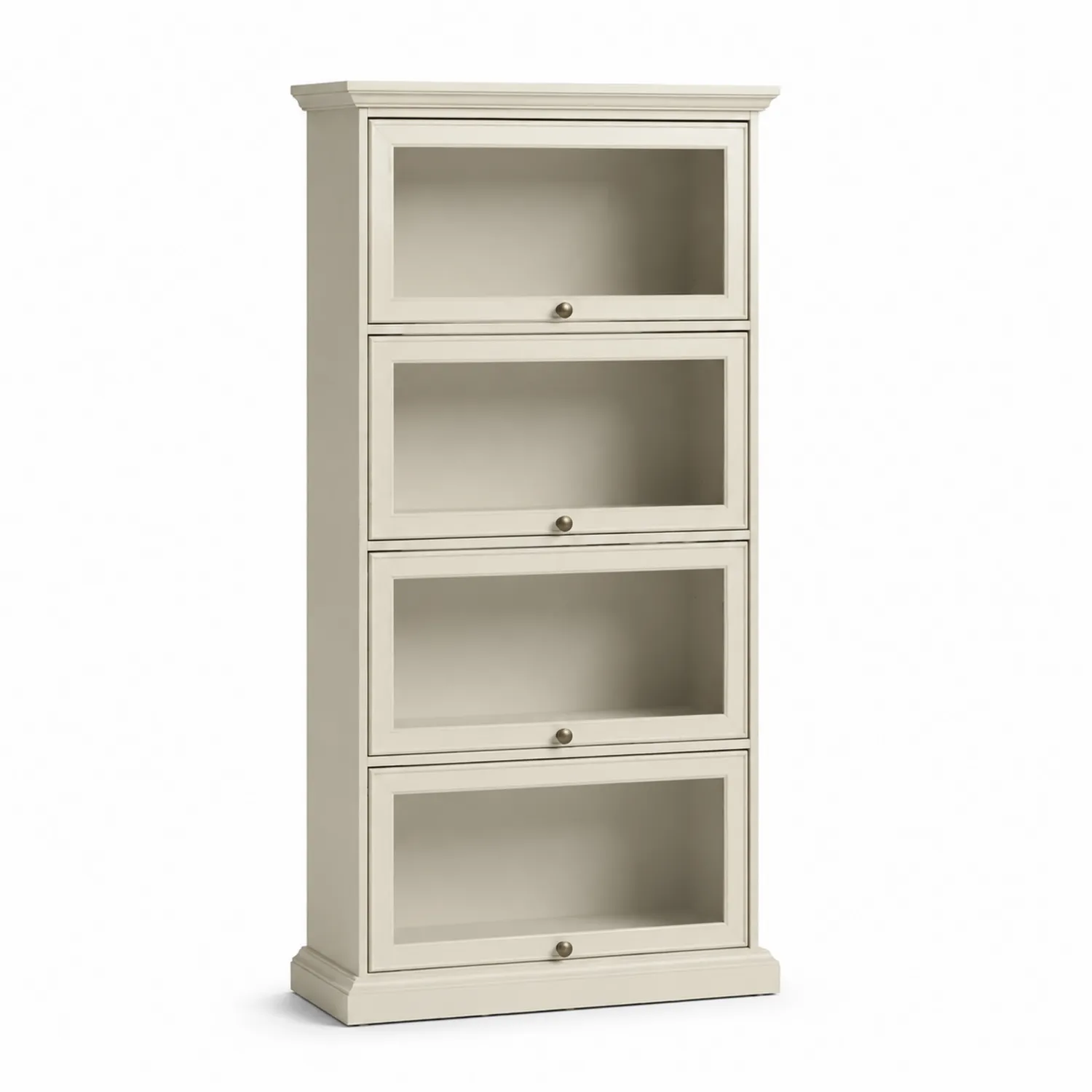 Regał na książki z drzwiami szklanymi MDF Beżowy 180x80x30 cm