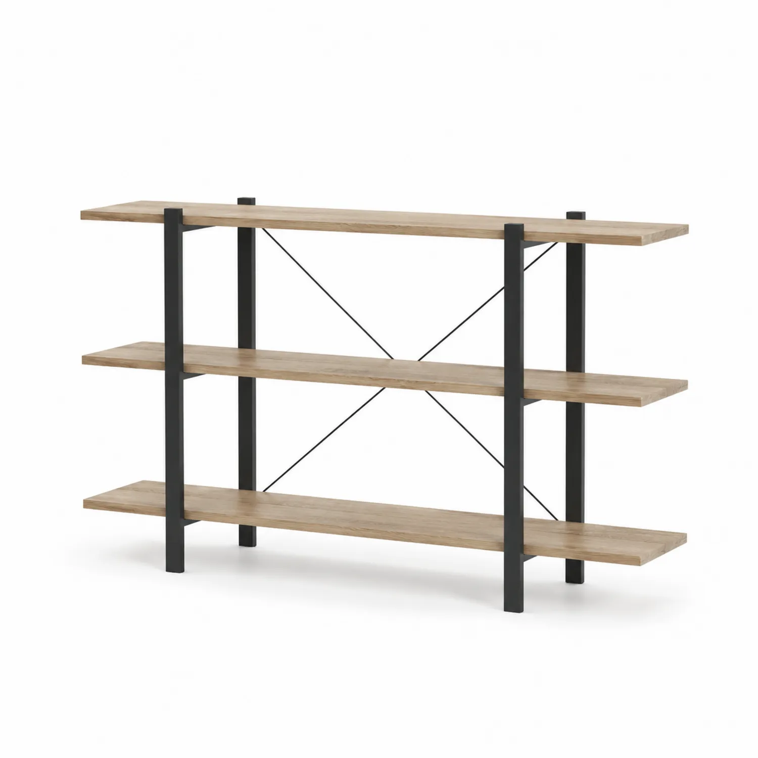Regał prostokątny drewno i metal 120 cm