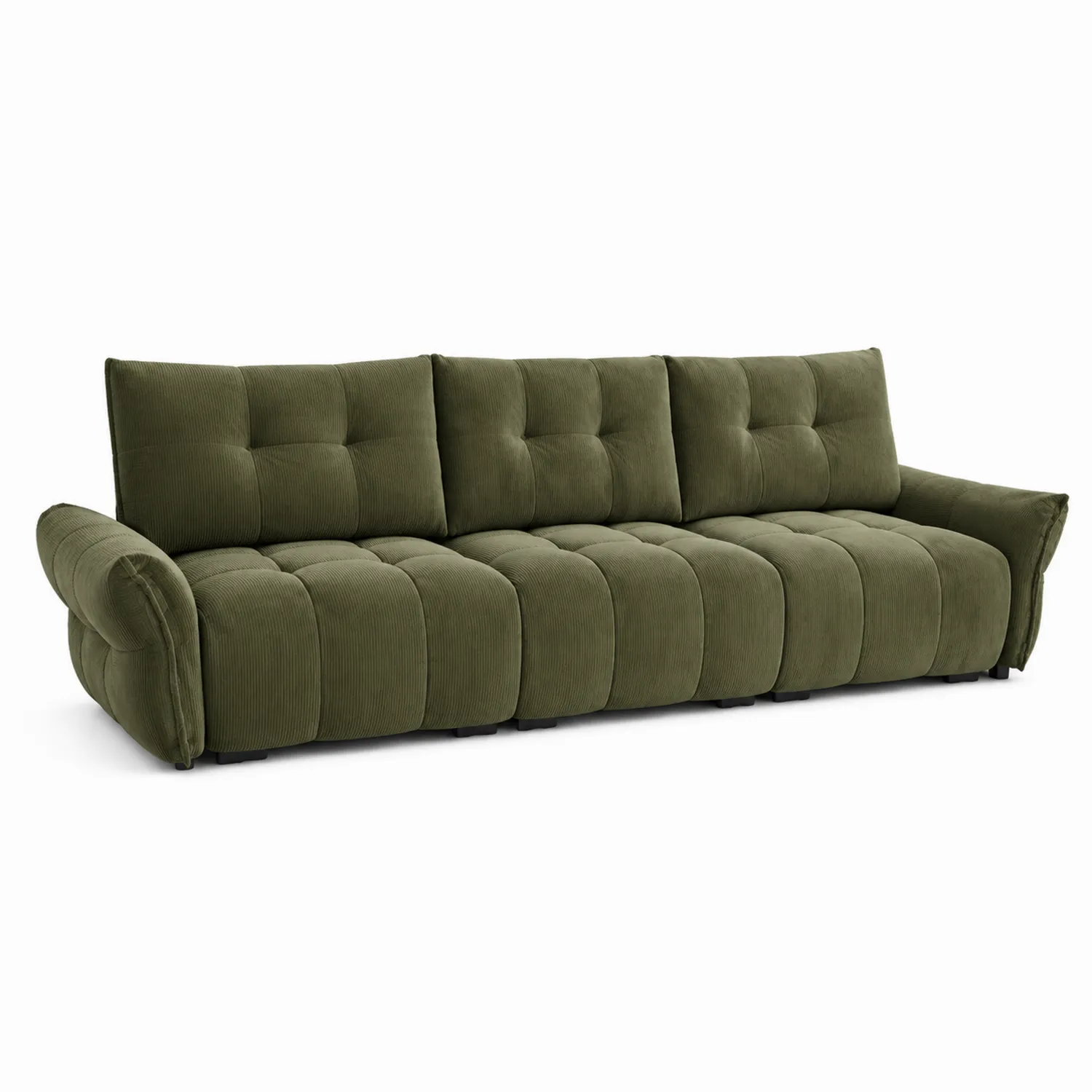 Trzyosobowa sofa sztruksowa zielona