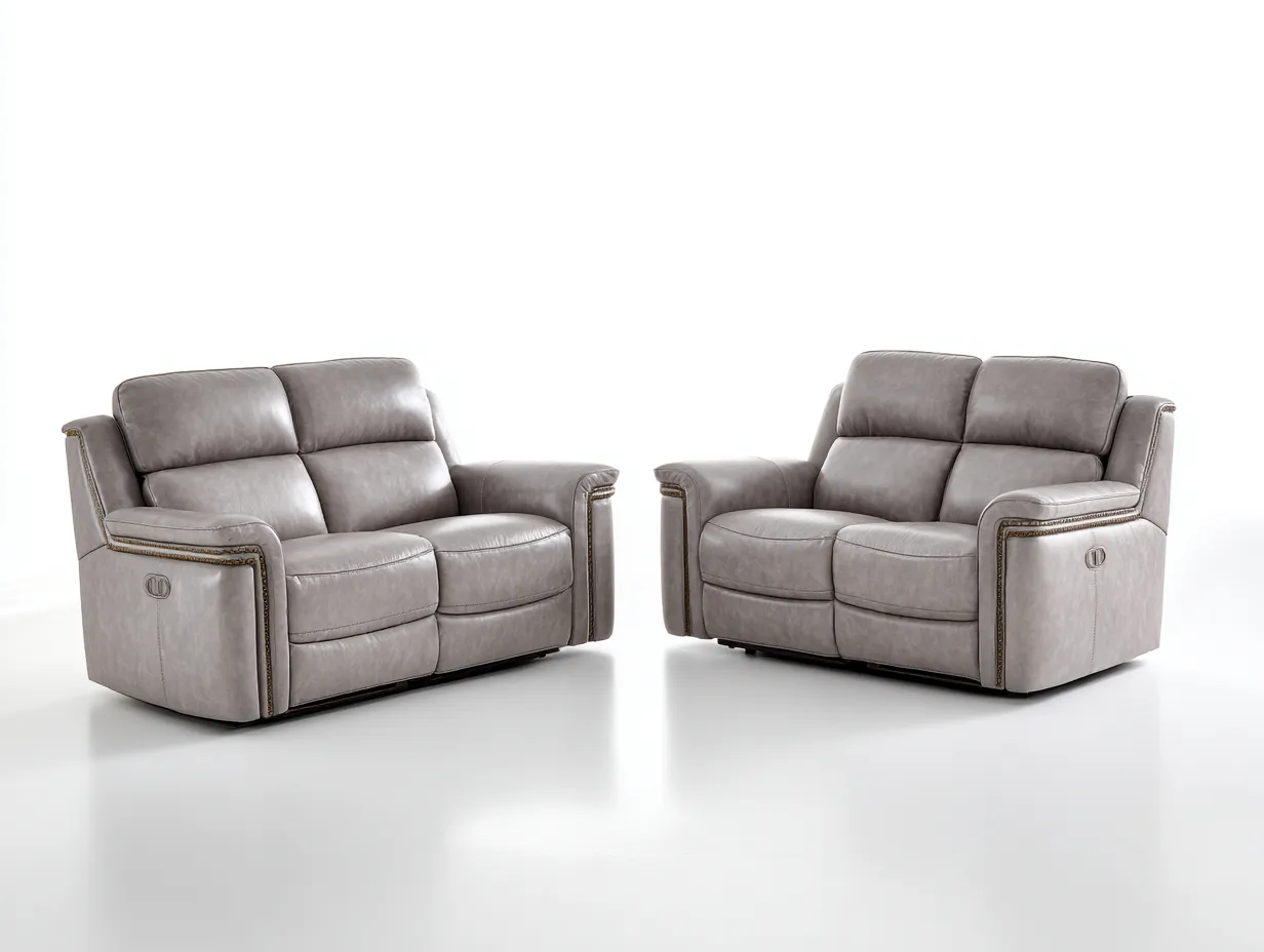 Relaxsofa Sets-Kunstleder-176x93x101 cm-Grau-Moderne Relaxoptik-Jadiyloft
