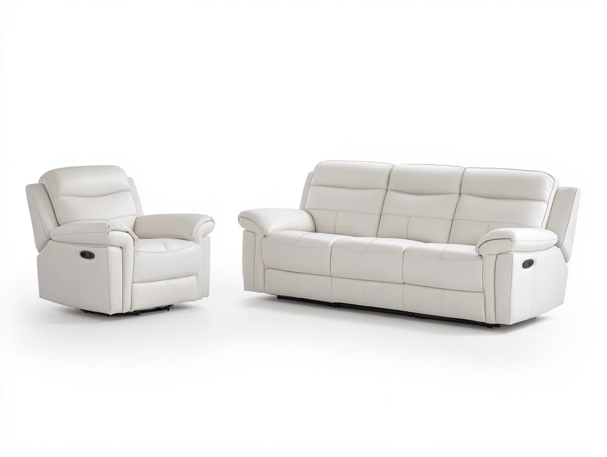 Relaxsofa Sets-Kunstleder-198x94x102 cm-Weiß-Moderne Relaxoptik-Jadiyloft