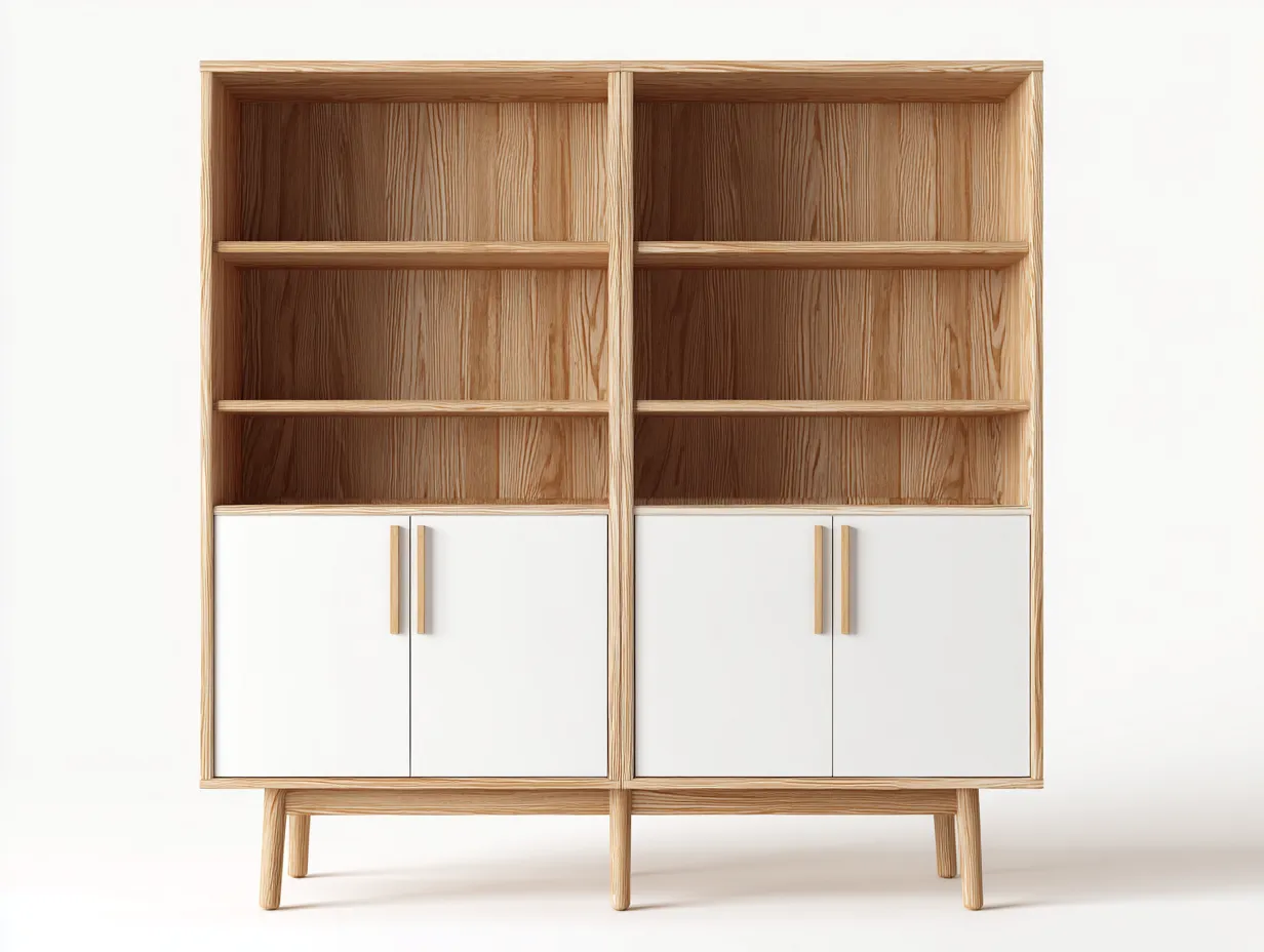 Bücherregal-MDF-Holz-140x40x150 cm-Weiß-Braun-Nordischer Stil-Jadiyloft