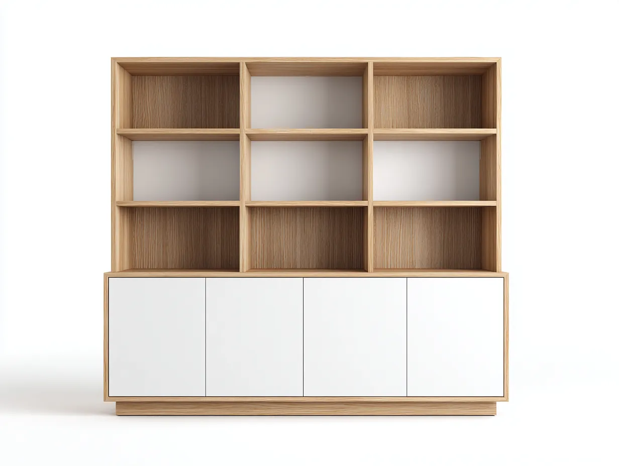 Bücherregal-MDF-Holz-200x42x155 cm-Weiß-Braun-Moderner Stil-Jadiyloft