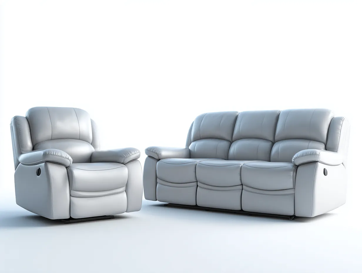 Relaxsofa Sets-Kunstleder-204x98x103 cm-Hellgrau-Moderne Relaxoptik-Jadiyloft