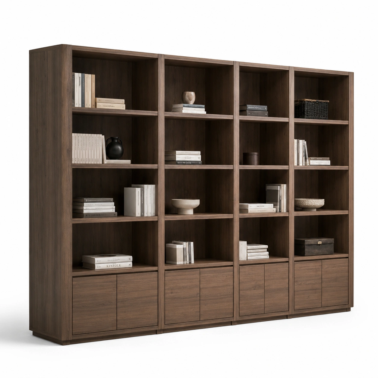 Bibliotheque bois fonce moderne