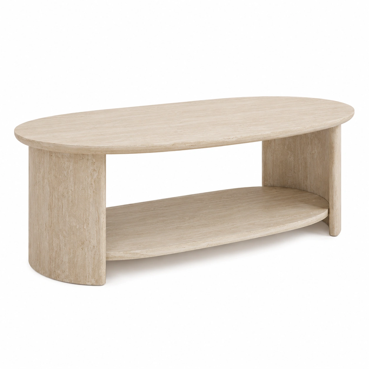 Table basse ovale vert sauge avec porte coulissante