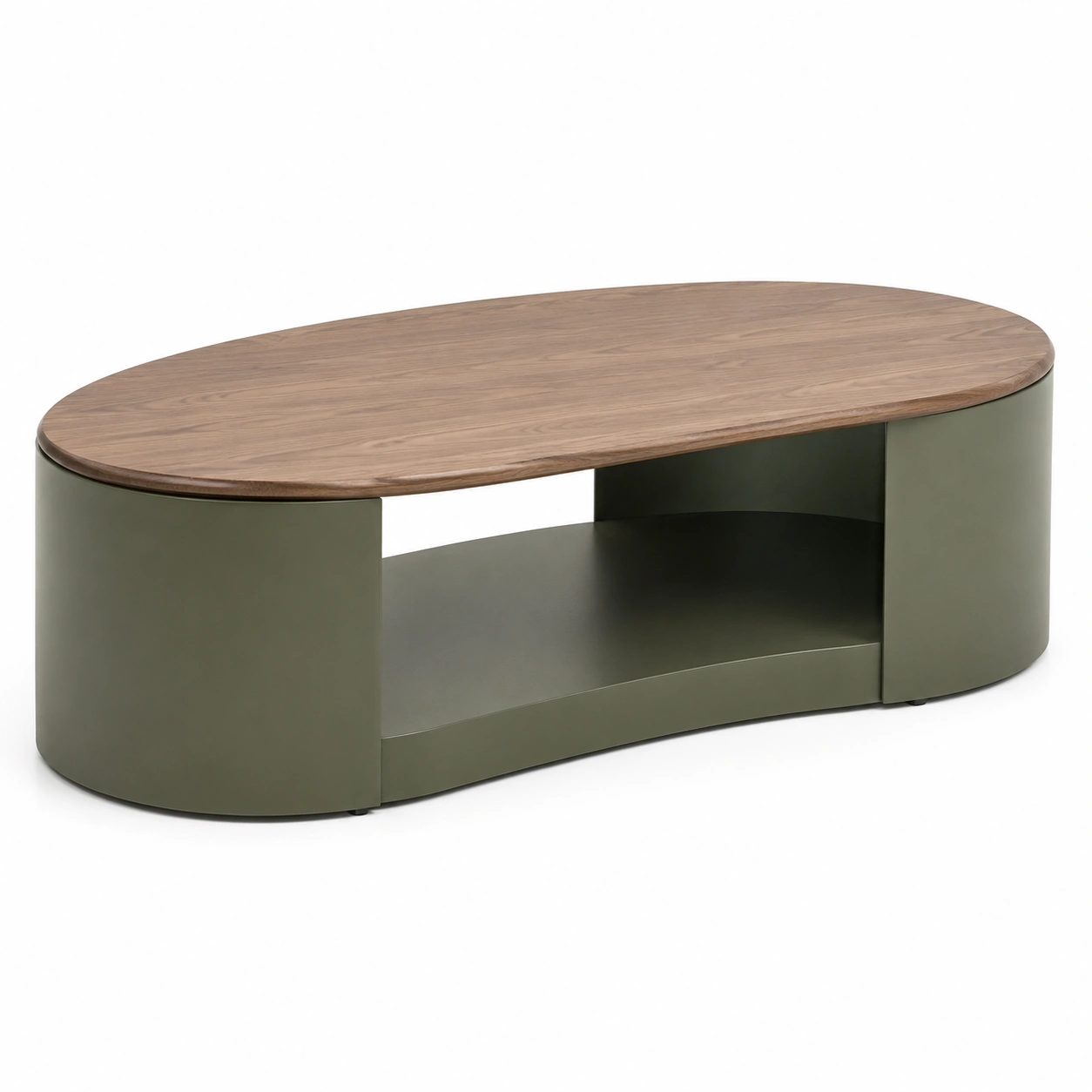 Table basse travertin beige ovale minimaliste