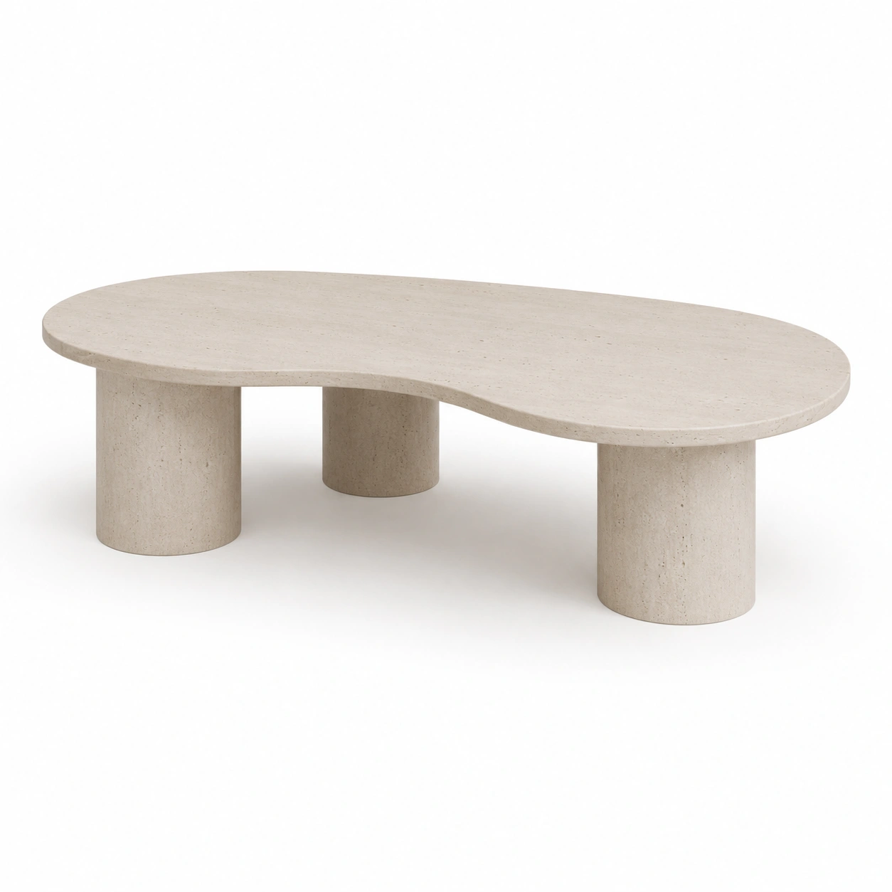 Table basse beige avec plateau effet marbre