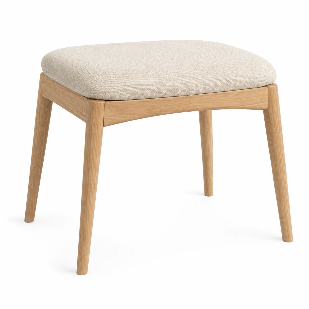 Petit tabouret rembourre beige et bois