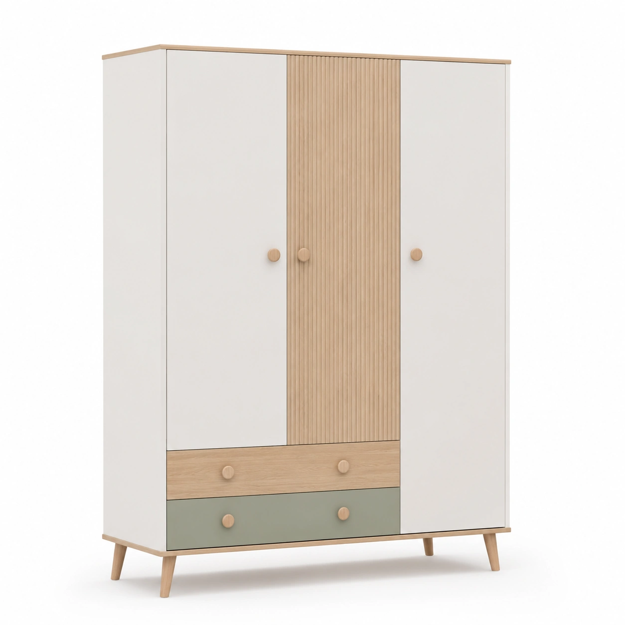 Armoire moderne bois clair et vert olive