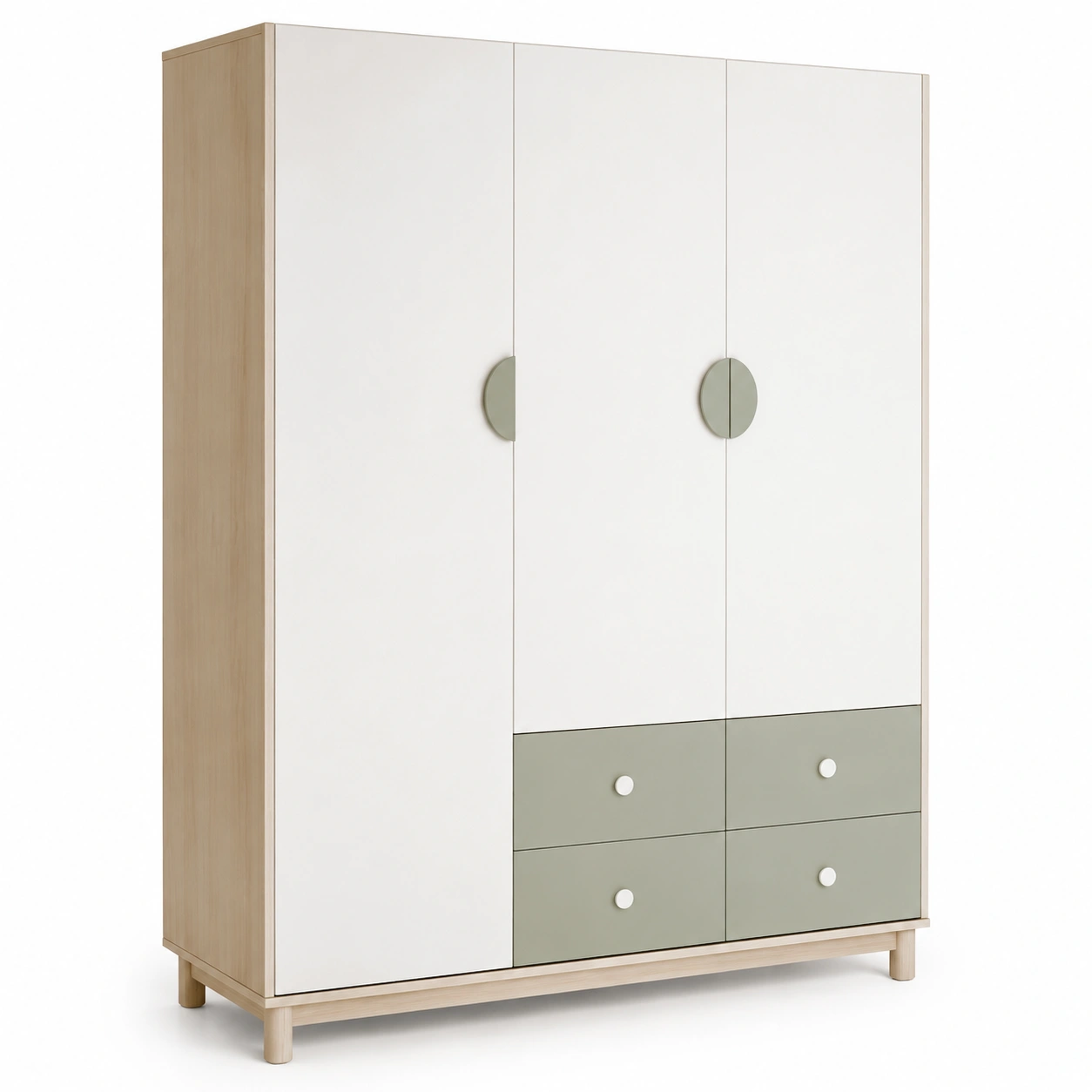 Armoire minimaliste blanc et vert sauge