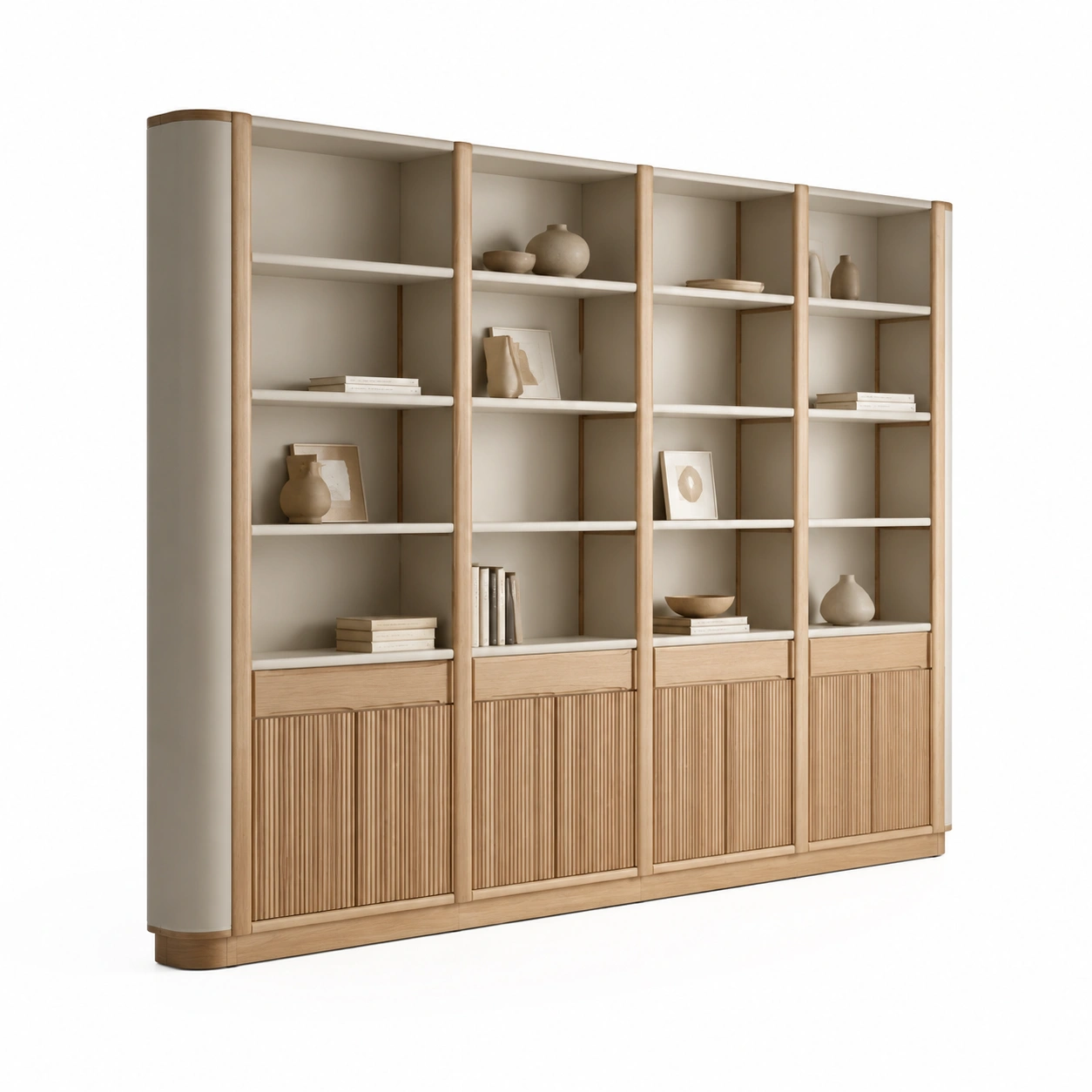 Bibliotheque bois naturel style scandinave