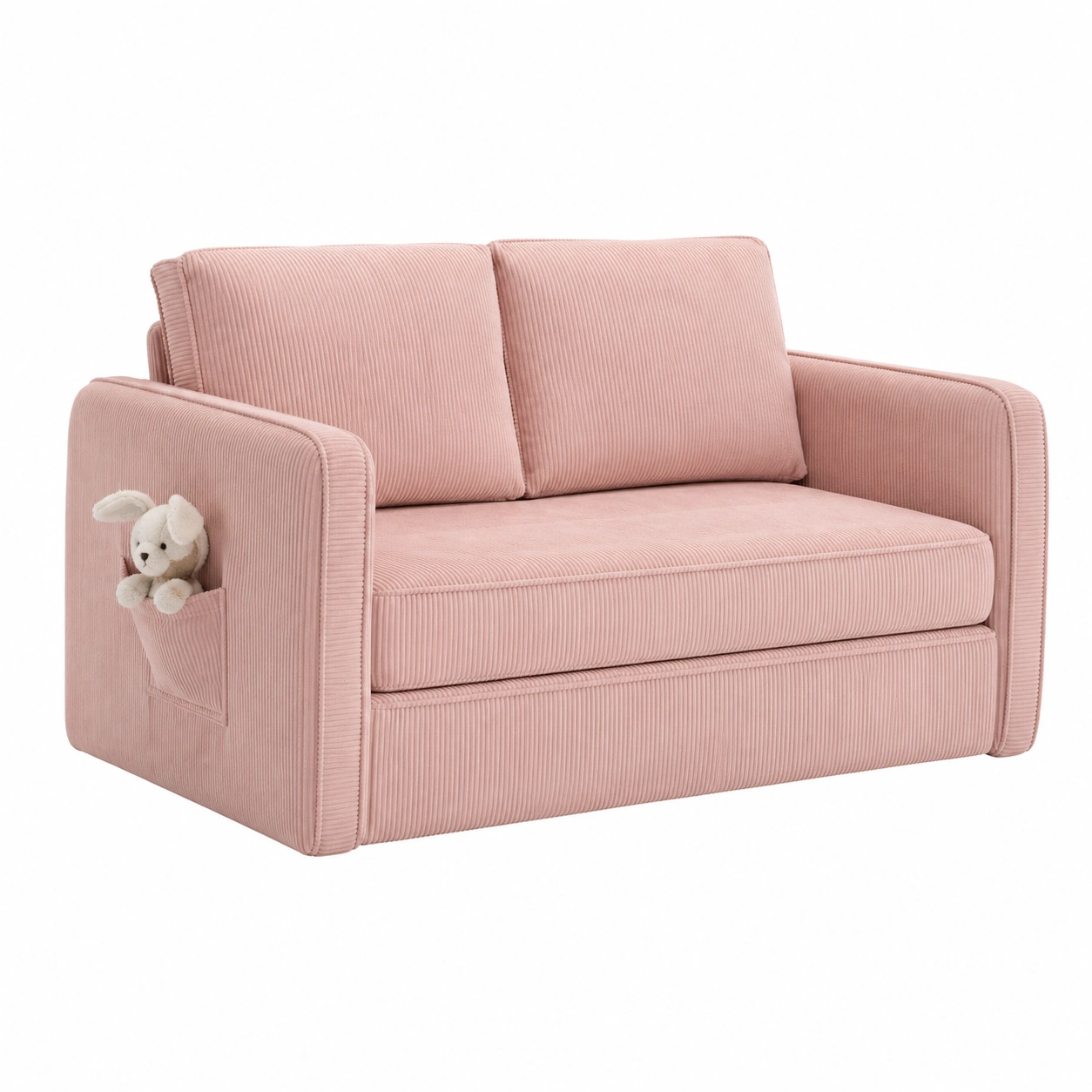 Canape enfant velours cotele rose