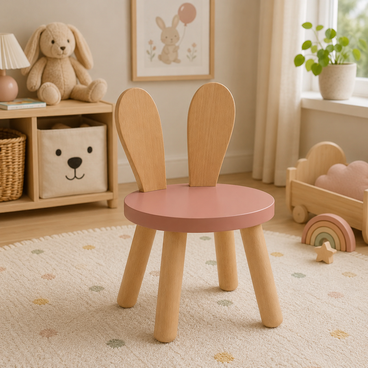 Chaise enfant lapin rose-greenlisse