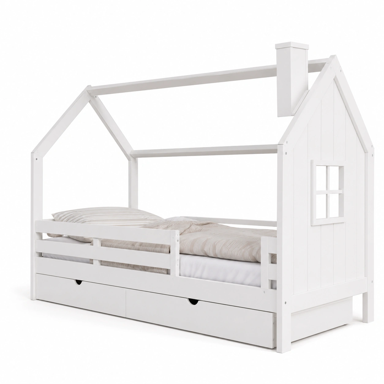 Lit maison enfant avec cheminee decorative