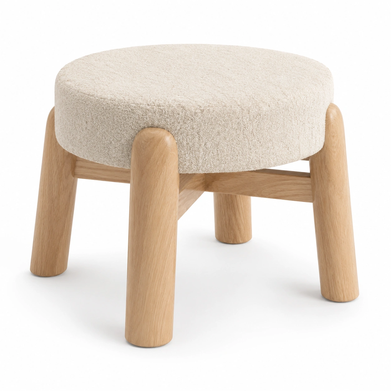 Pouf rond boucle creme-greenlisse