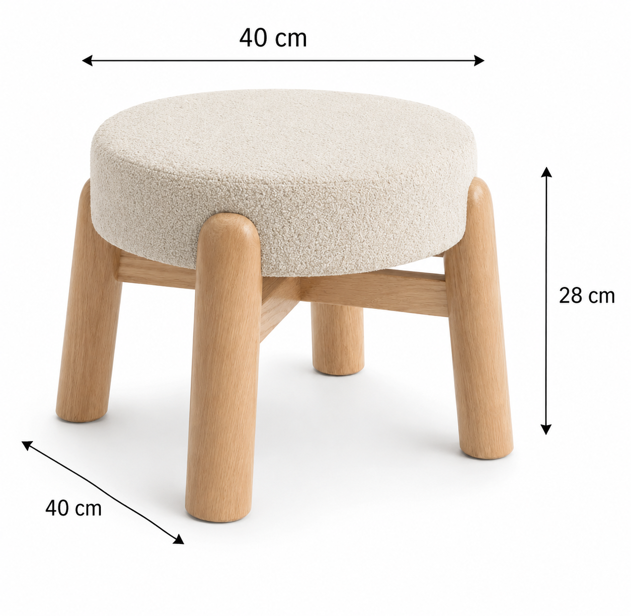 Pouf rond boucle creme-greenlisse