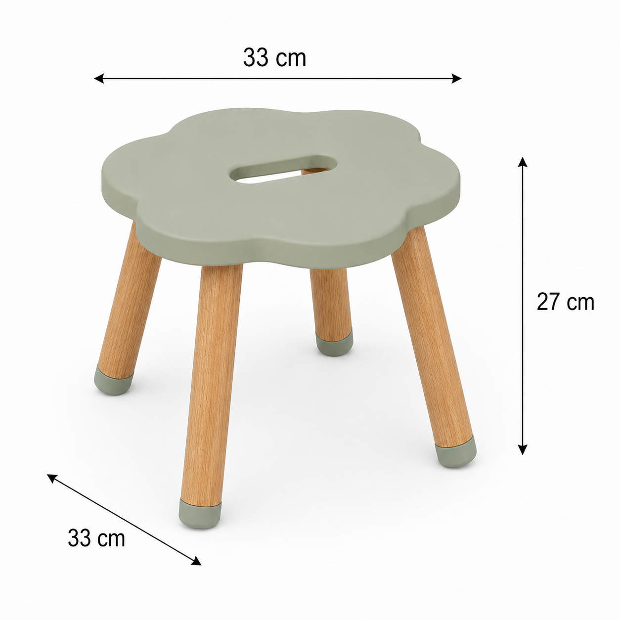 Tabouret enfant fleur vert sauge-greenlisse