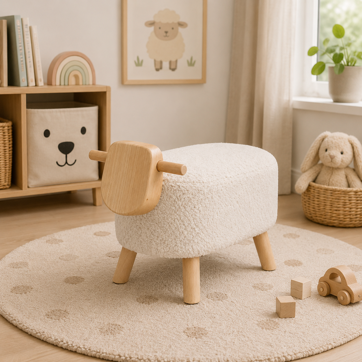 Pouf mouton enfant blanc-greenlisse