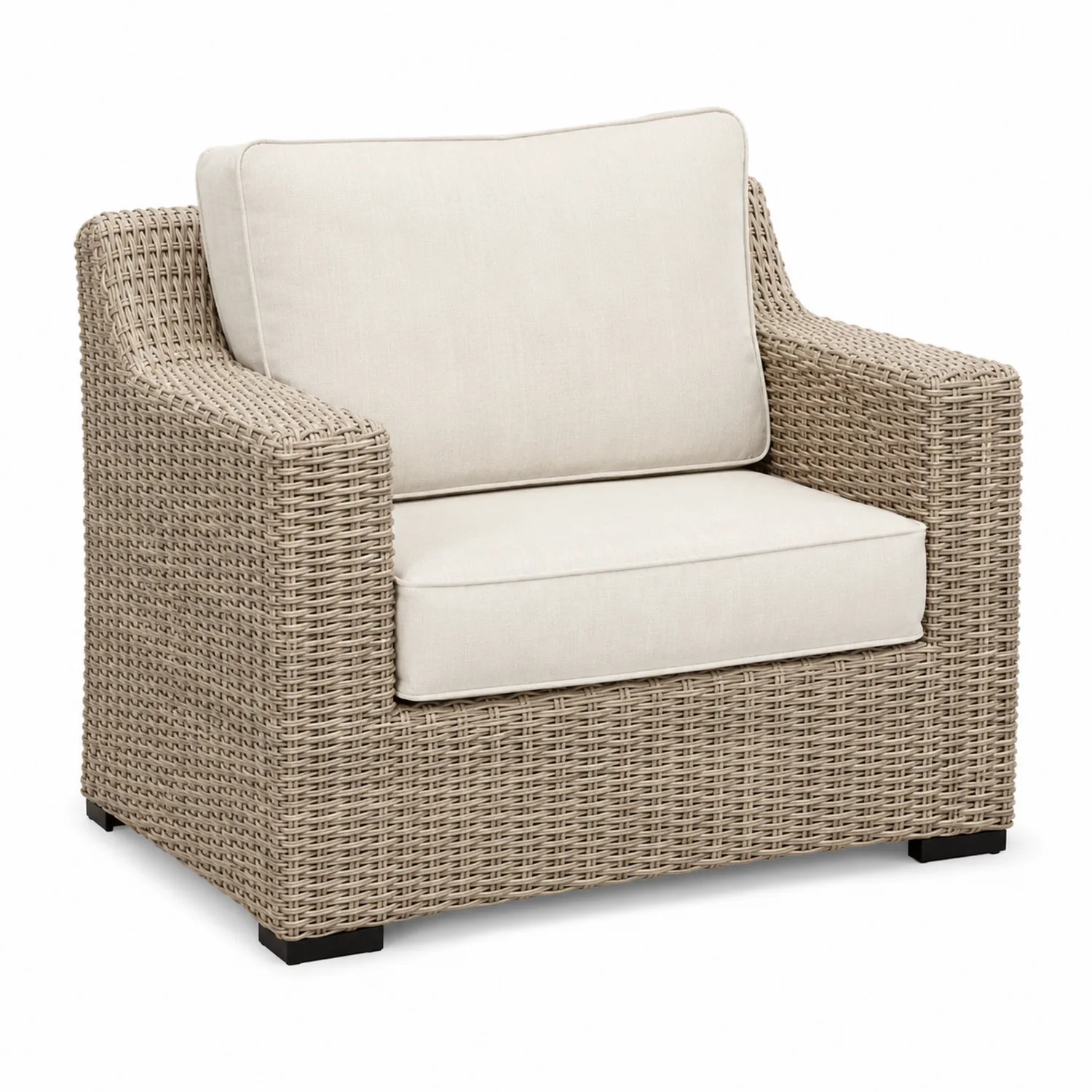 Poltrona in Rattan Sintetico con Cuscini Beige-Brixtrivarix