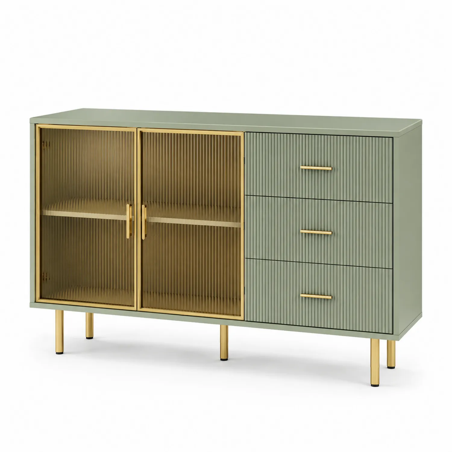 Credenza in Metallo con Ante in Vetro Temperato e Cassetti-Brixtrivarix