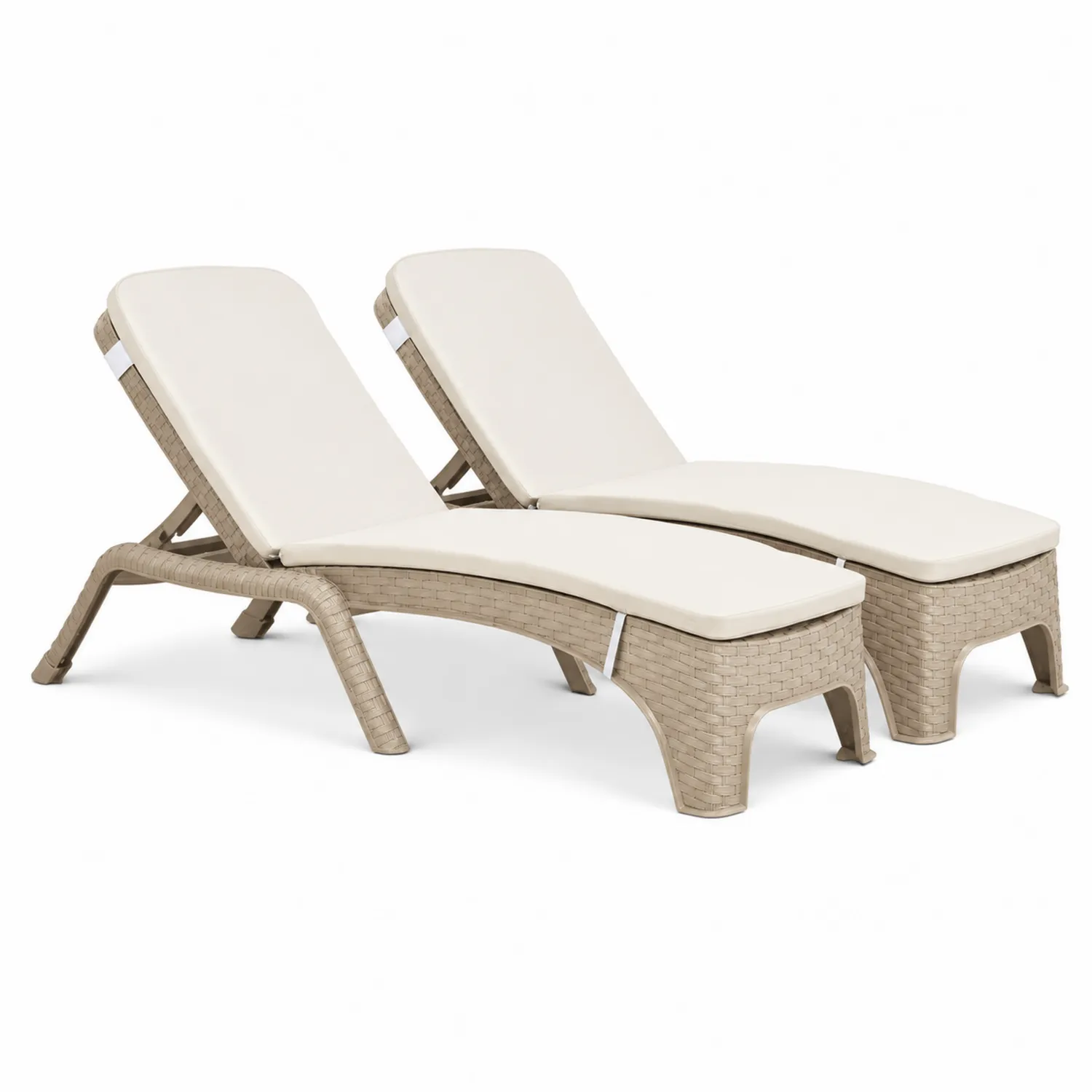 Set di 2 Lettini prendisole regolabili in resina intrecciata-Brixtrivarix