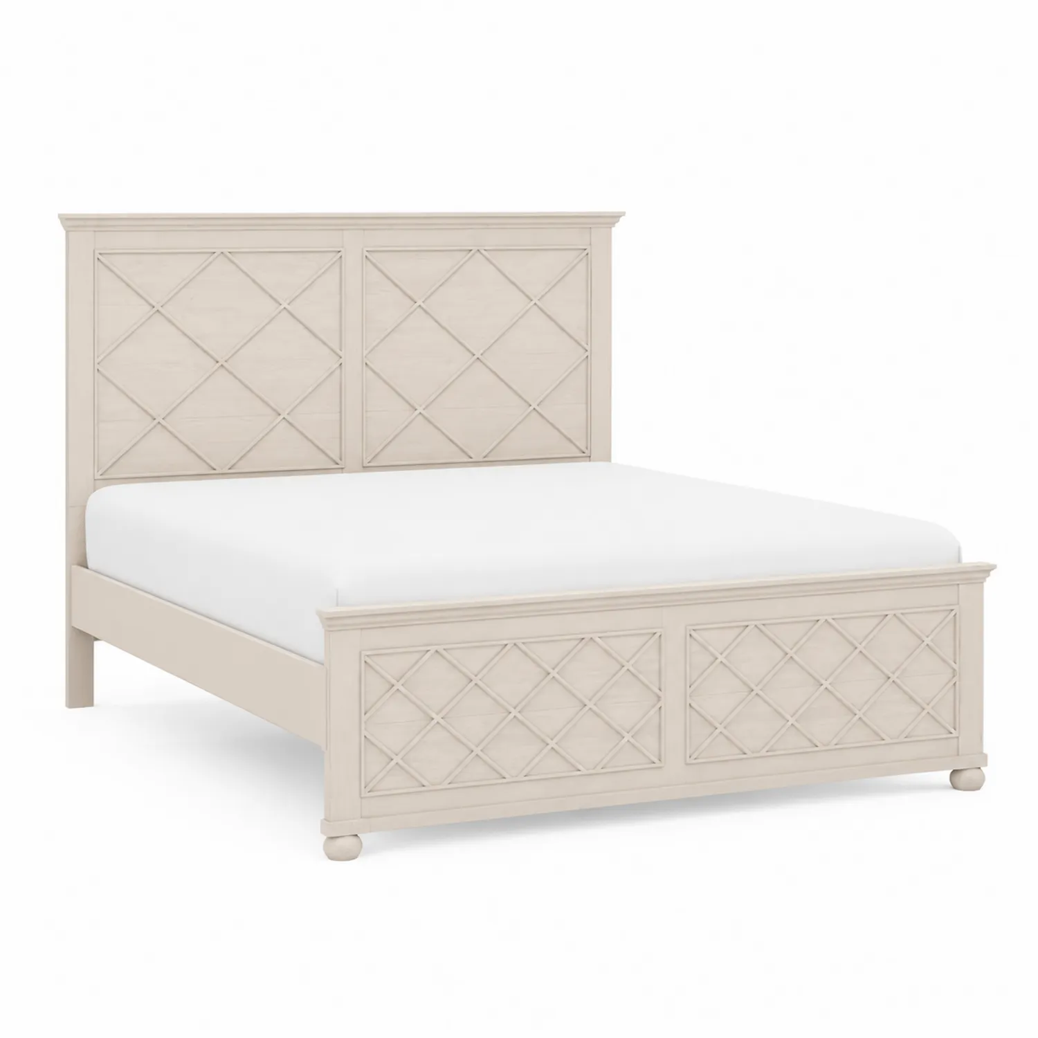 Letto Matrimoniale in Legno Bianco con Motivo Geometrico-Brixtrivarix