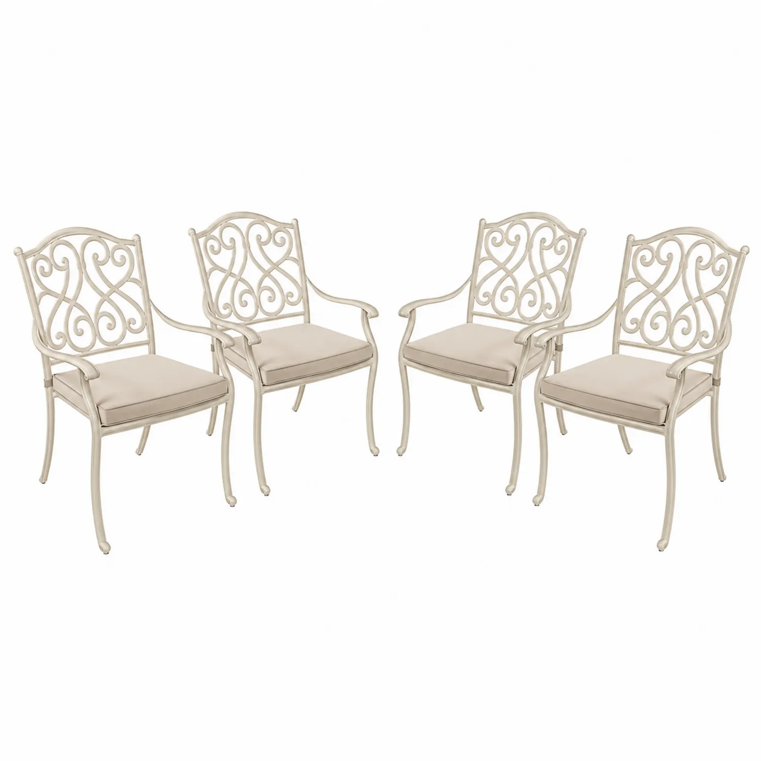 Set di 4 sedie da giardino in metallo beige-Brixtrivarix