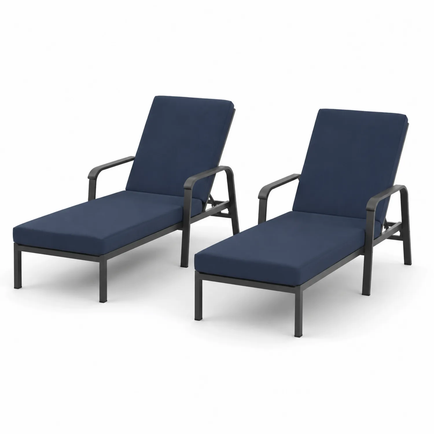 Set di 2 lettini in metallo e tessuto poliestere blu-Brixtrivarix