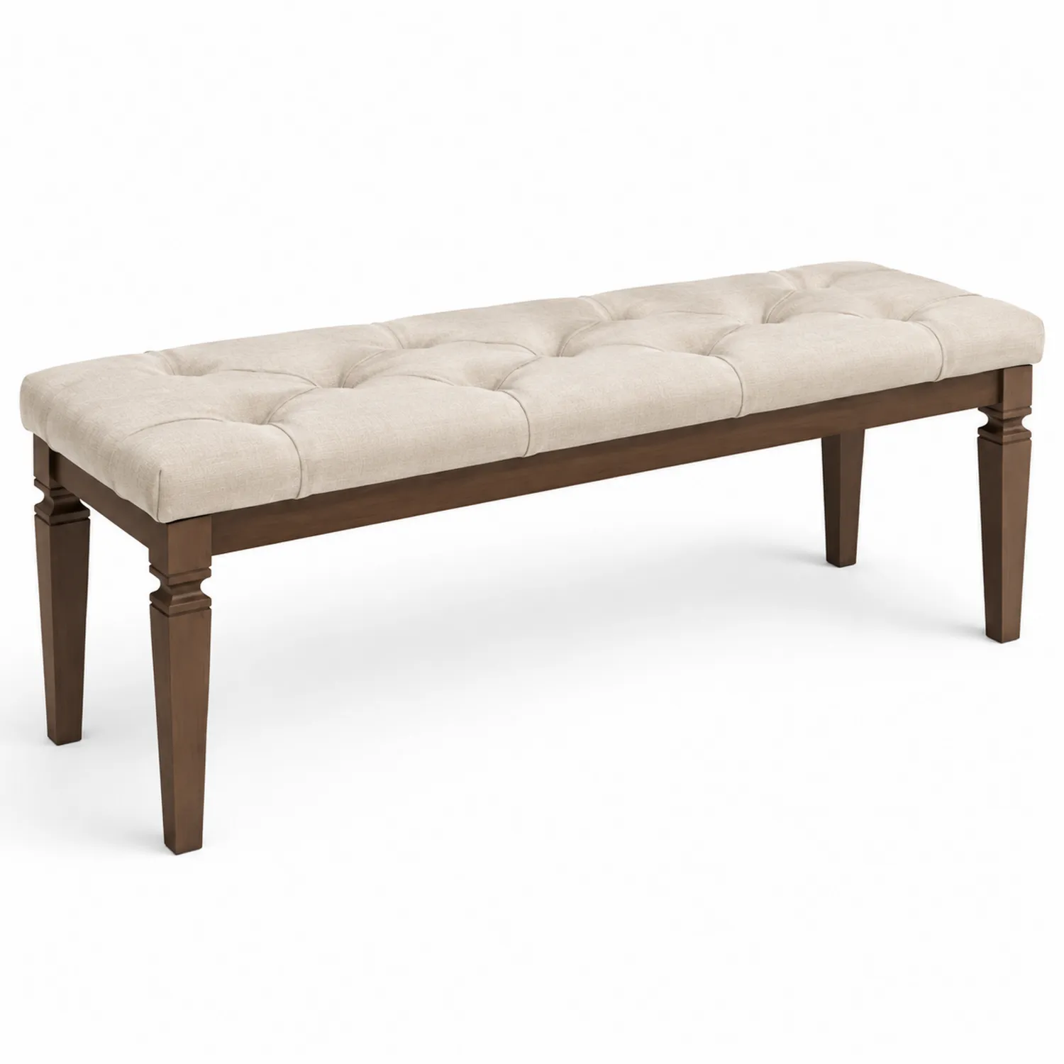 Panca in legno con seduta in lino beige-Brixtrivarix