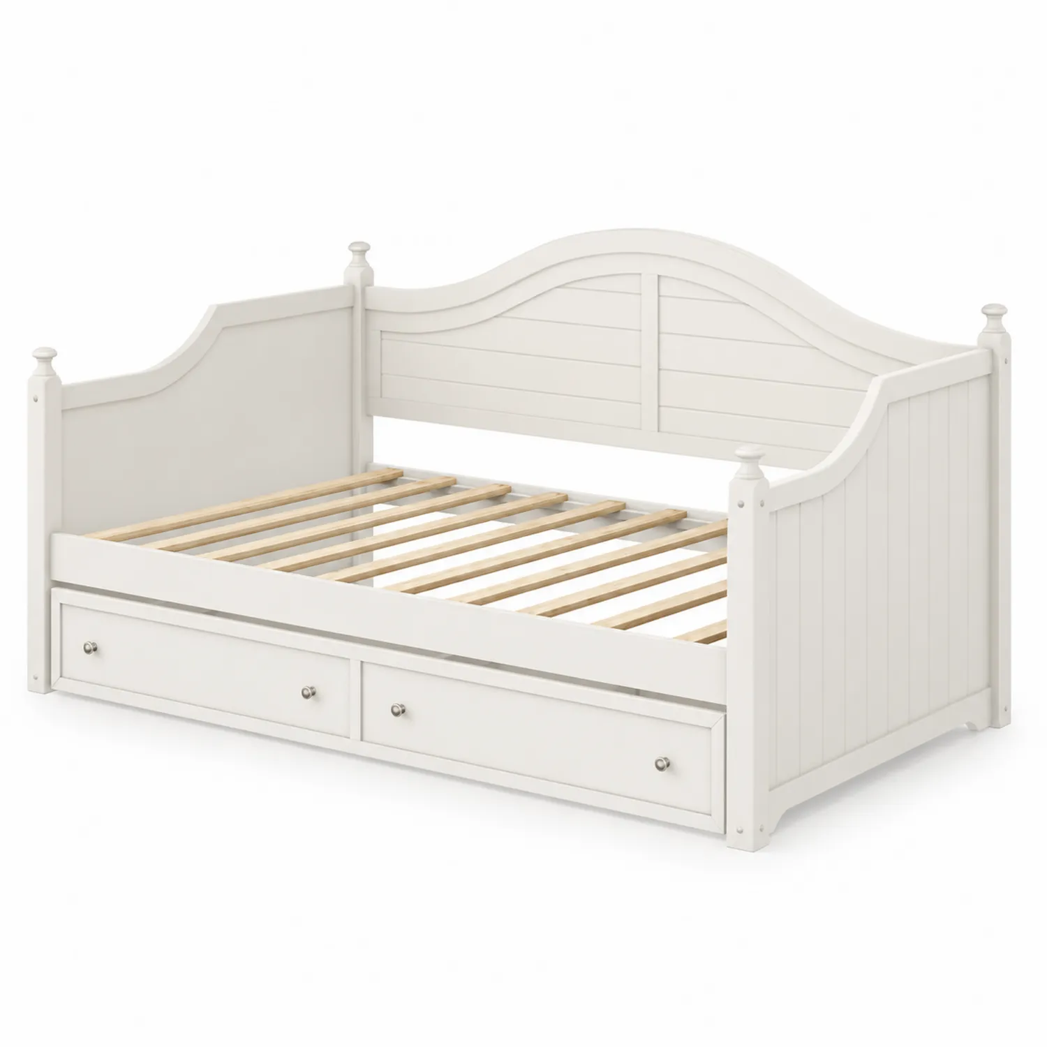 Letto singolo in legno di pino bianco con cassetti 200x90 cm-Brixtrivarix
