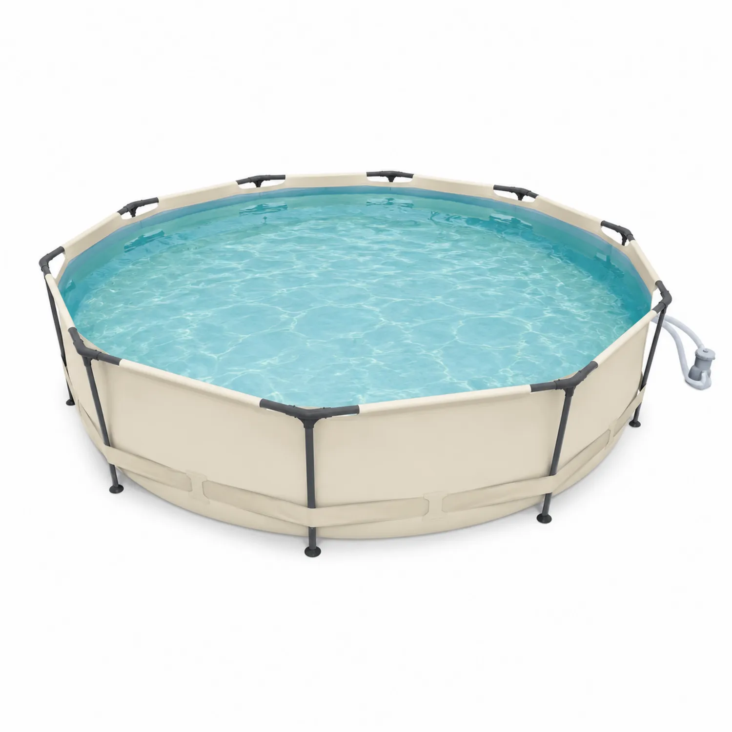 Piscina Rotonda Fuori Terra in Acciaio e PVC Beige 360 cm 7200 L-Brixtrivarix