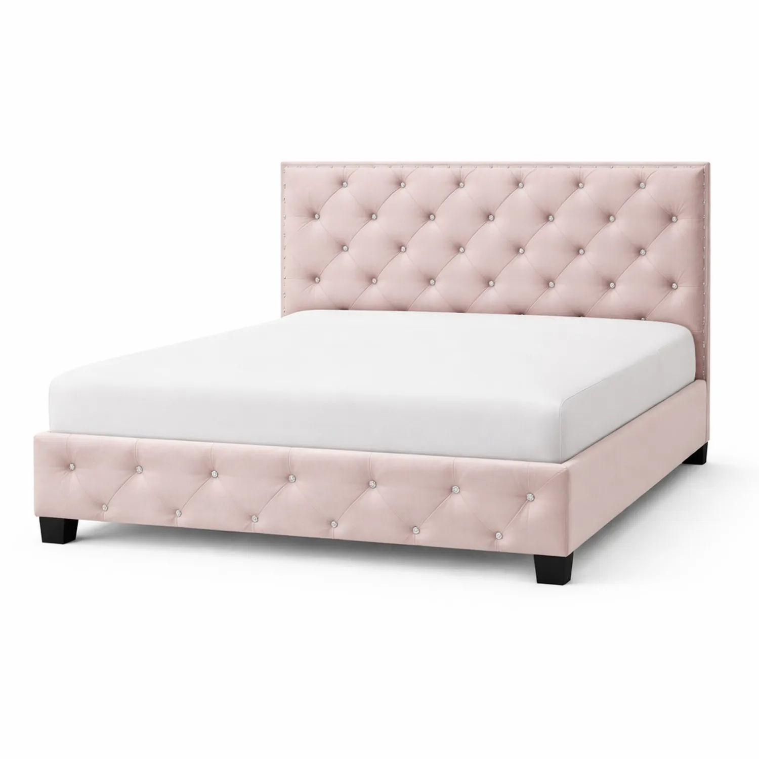 Letto matrimoniale imbottito in tessuto rosa 200x160 cm-Brixtrivarix