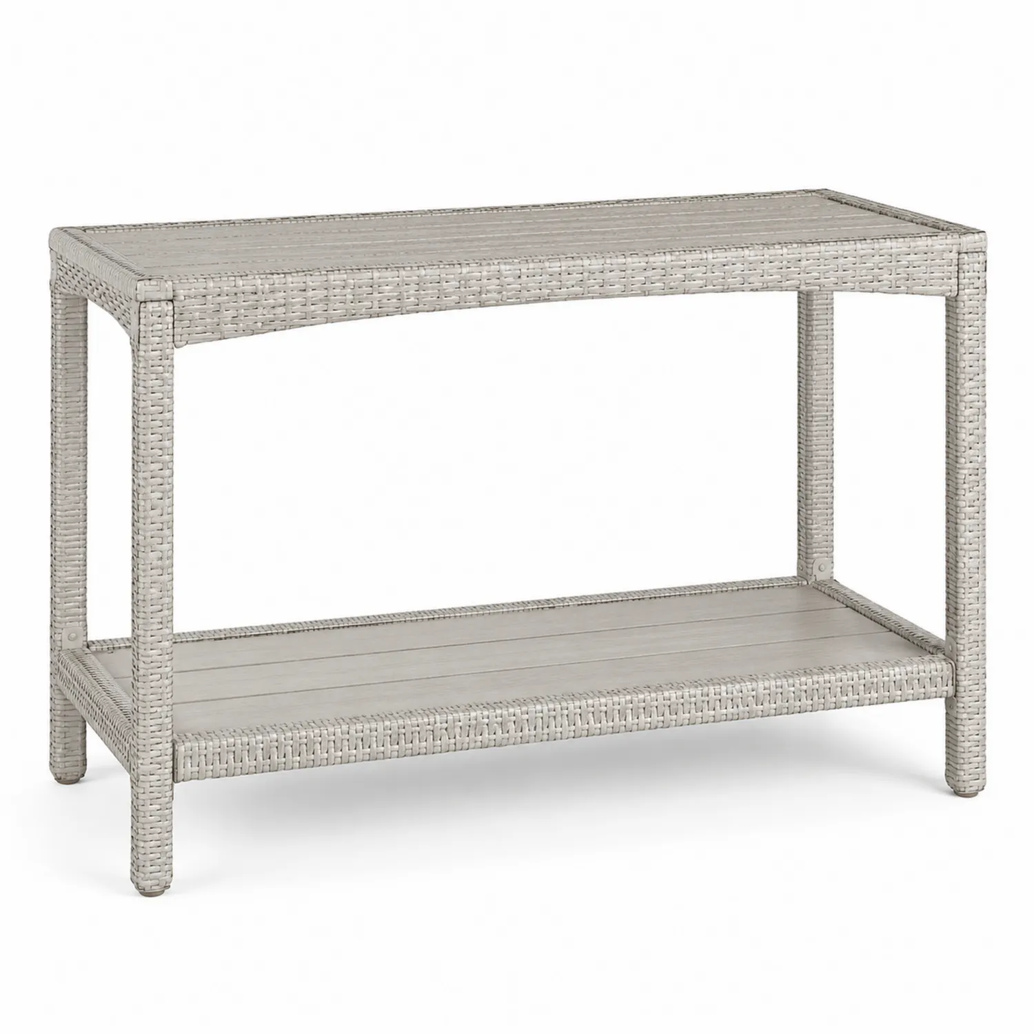 Tavolo da giardino in rattan sintetico grigio con ripiano inferiore-Brixtrivarix