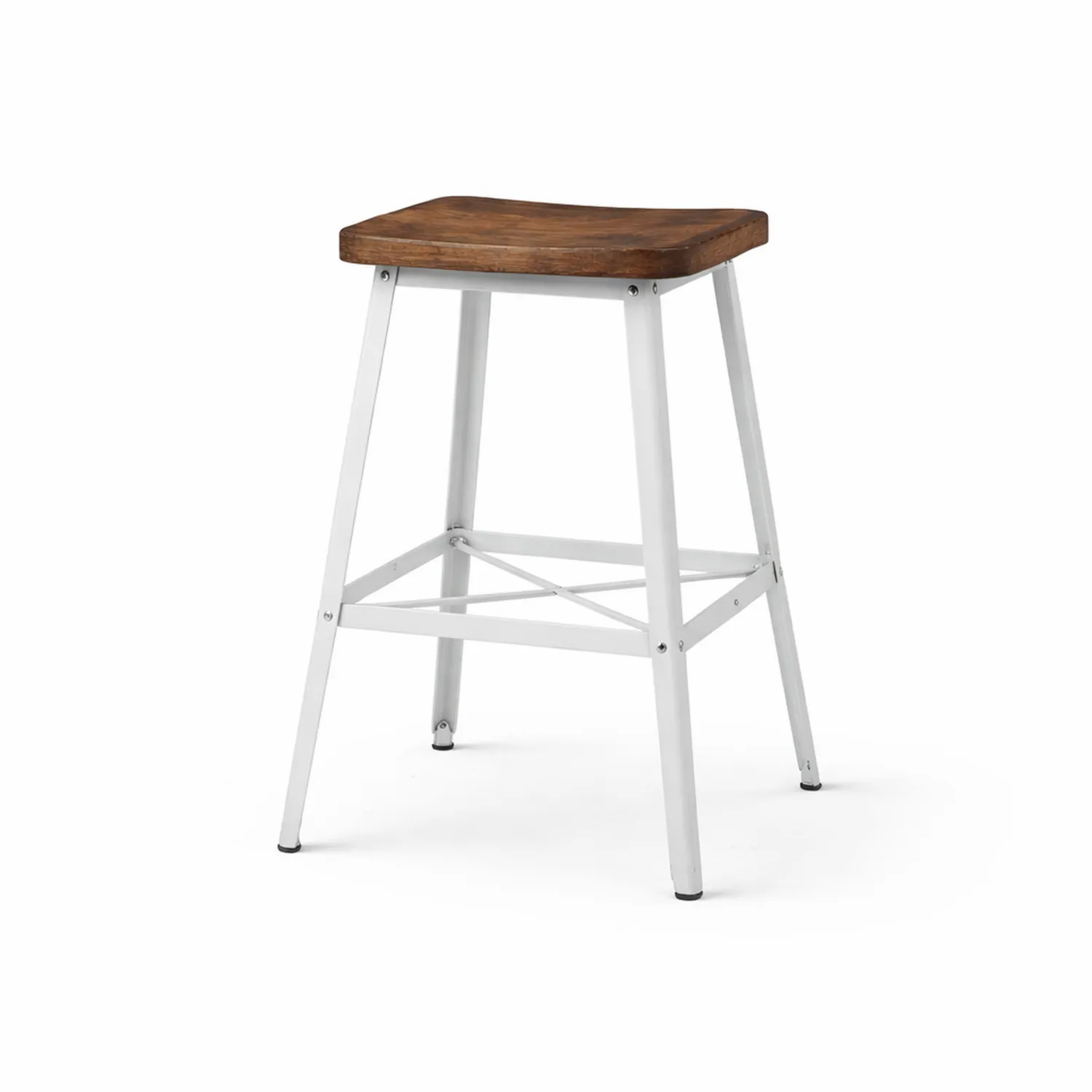 Sgabello da Bar in Legno e Metallo Bianco 65 cm-Brixtrivarix
