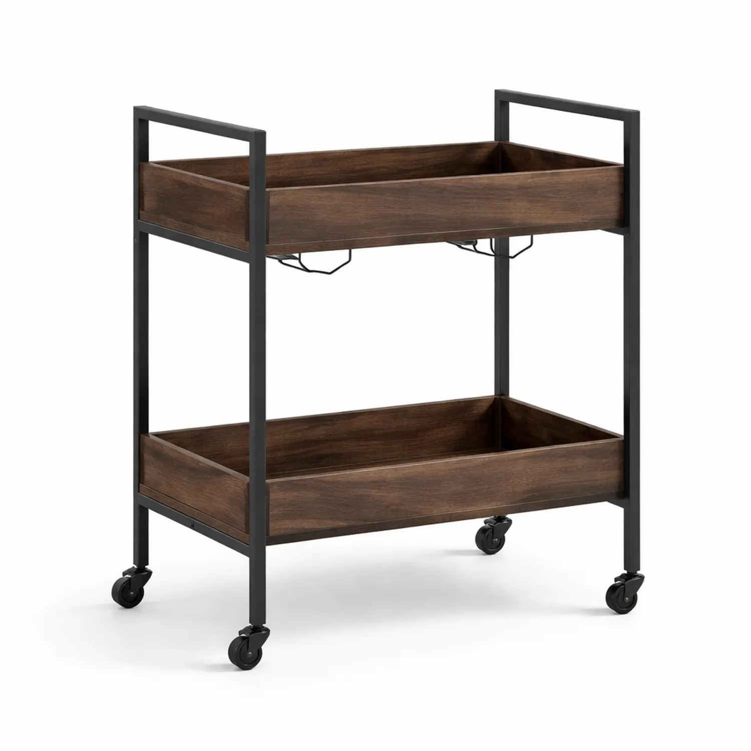 Carrello Bar in Legno di Noce e Metallo con Ruote-Brixtrivarix