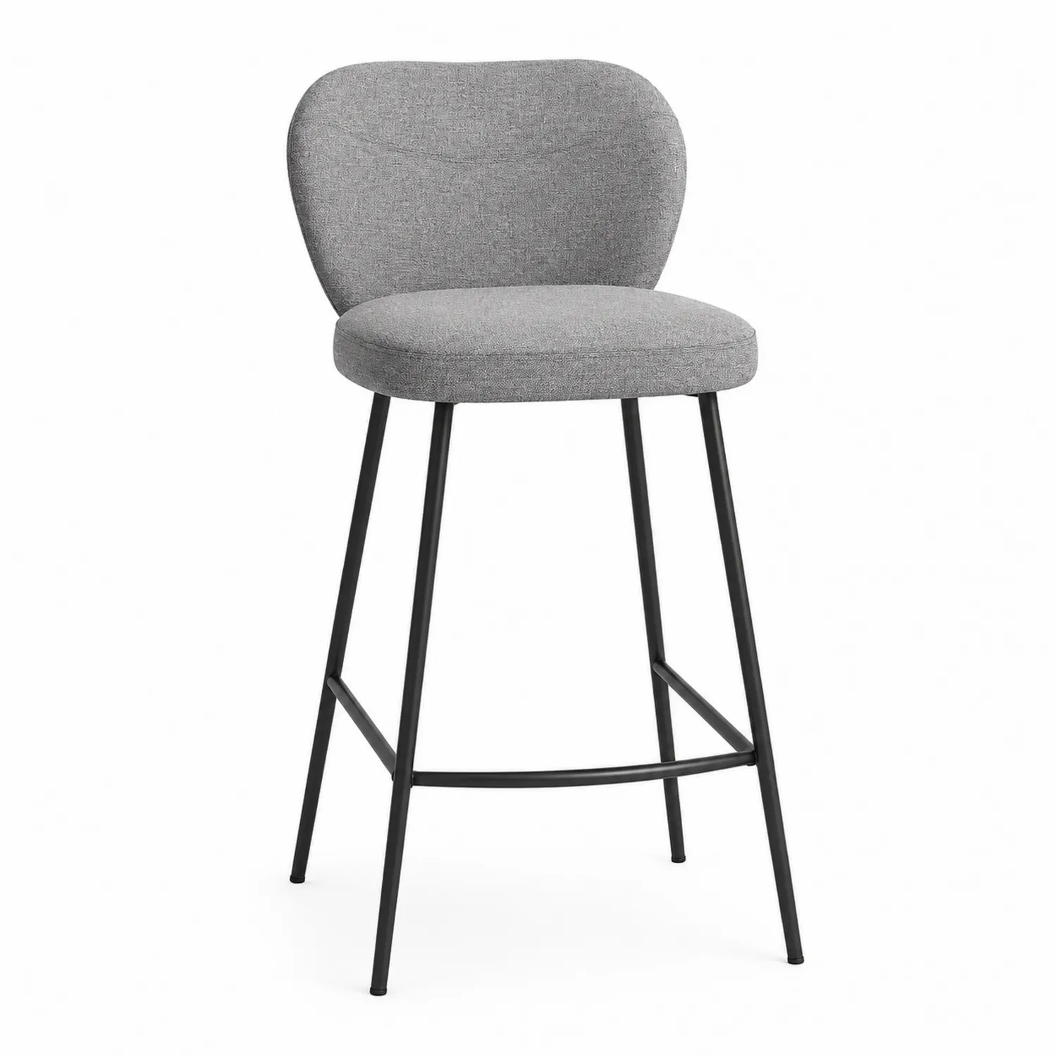 Sgabello in Tessuto Grigio con Gambe in Metallo Nero-Brixtrivarix