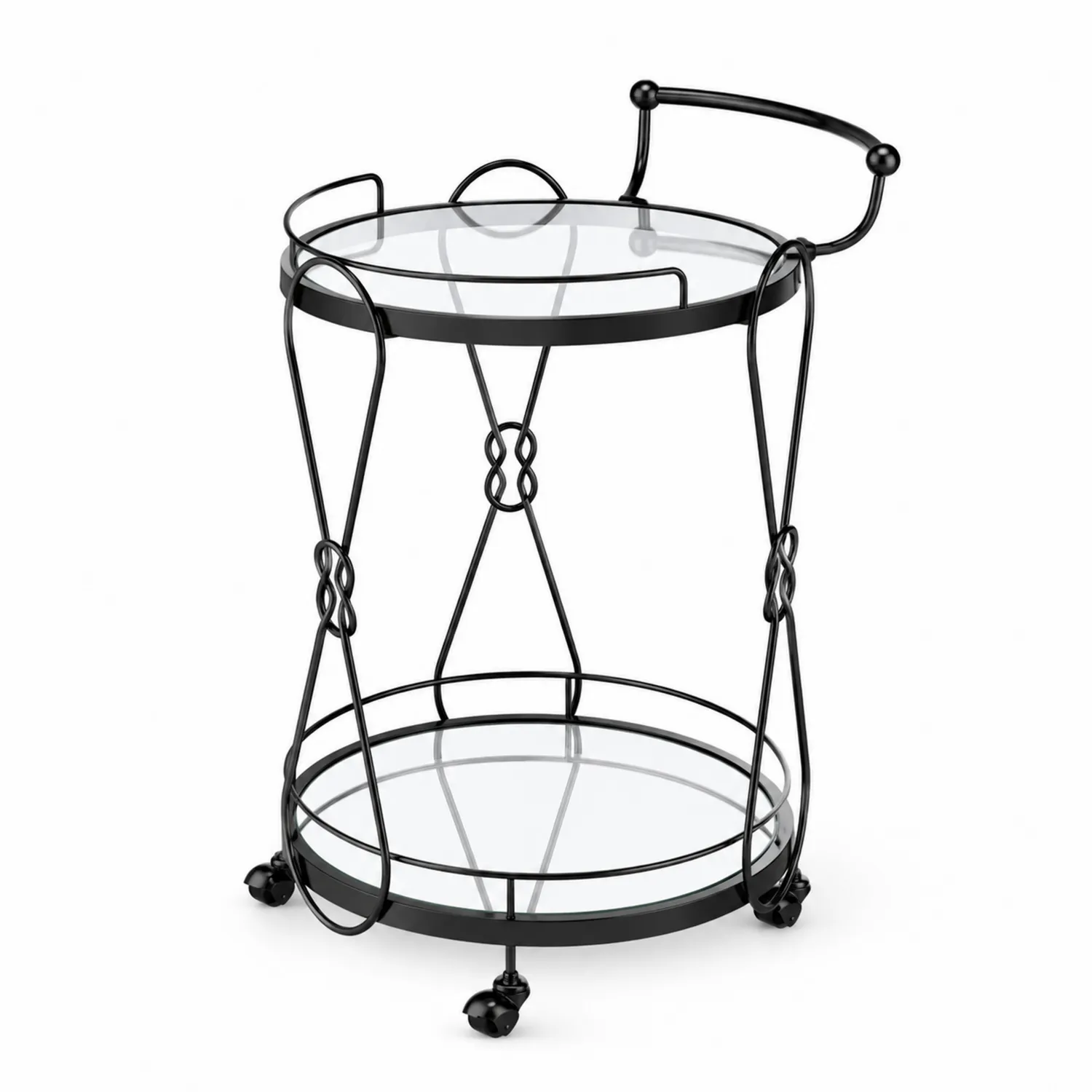 Carrello da Bar in Metallo con Ripiani in Vetro-Brixtrivarix