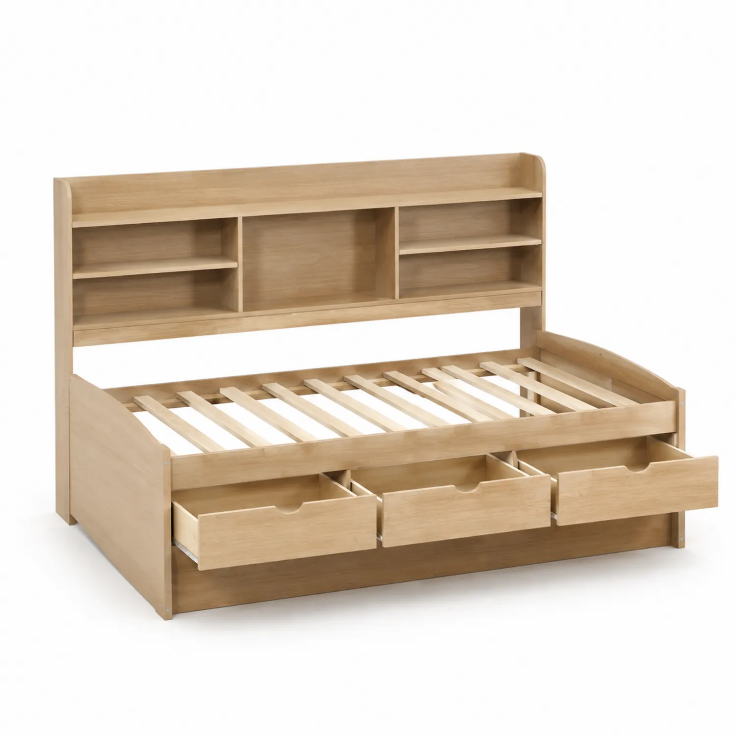 Letto in Legno di Pino con Cassetti e Mensole-Brixtrivarix